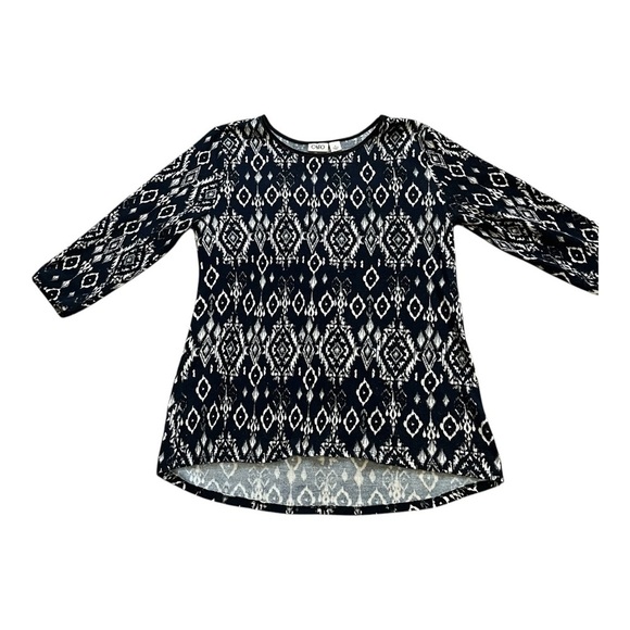 Cato casual tight knit cardigan top M white black geometrical pattern round neck - Picture 4 of 11